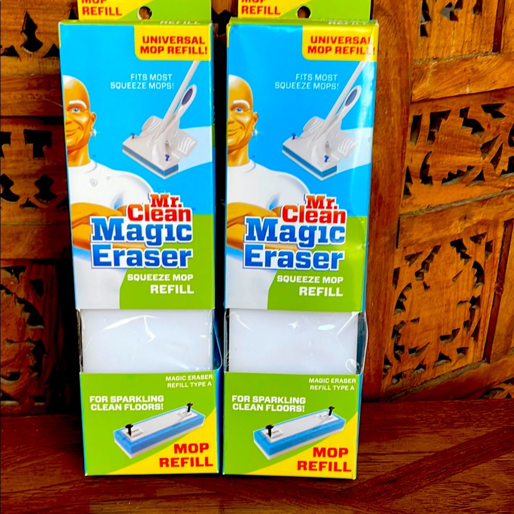😎 2 NEW SQUEEZE MOP Mr. Clean Magic Eraser Mop Refill